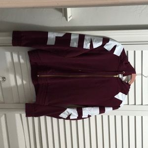 Burgundy Hoody Zipper Sweatshirt by Pink Large